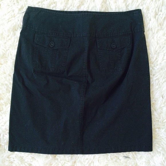 Ann Taylor | Black Skirt w/ Button Waist Detail - Picture 2 of 6